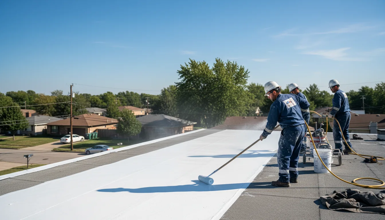 Commercial roof coating in Iola, TX near me